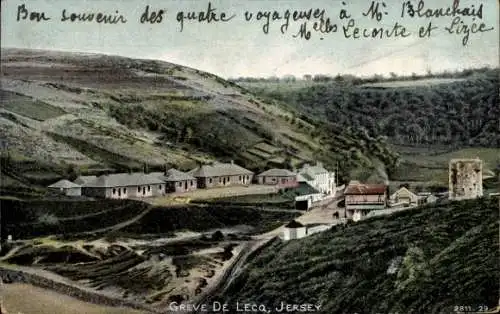 Ak Jersey Kanalinseln, Greve de Lecq, Häuser, Landschaft