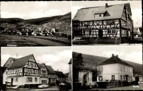 Ak Rüdenau in Unterfranken, Gesamtansicht, Gasthaus zum Stern, Fachwerkhaus