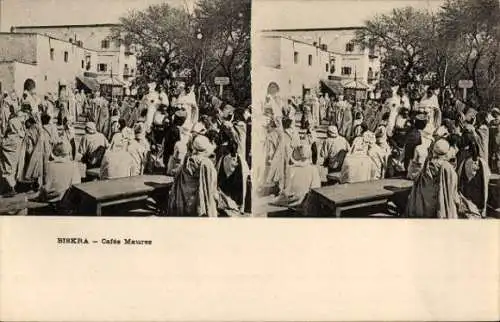 Stereo Ak Biskra Algerisch, Maurische Cafés, Arabisch, Maghreb