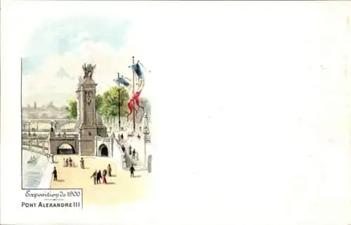 Litho Paris, Exposition Universelle de 1900, Pont Alexandre III