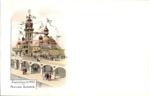 Litho Paris, Exposition Universelle de 1900, Pavillon Suedois