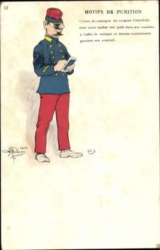 Künstler Ak Guillaume, Motifs de Punition, Französischer Soldat