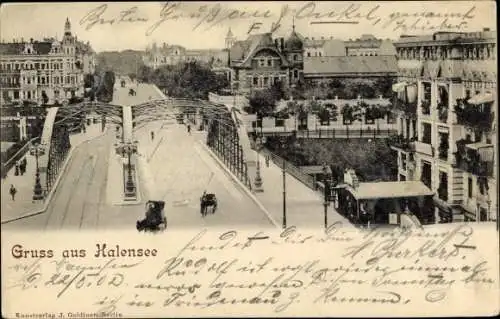 Ak Berlin Wilmersdorf Halensee, Blick über eine Brücke