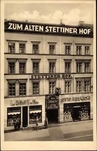 Ak Berlin Mitte, Hotel Zum alten Stettiner Hof, Invalidenstraße 117, Handlung Boenicke, Rost & Co.