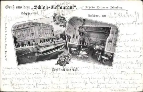 Ak Potsdam in Brandenburg, Schloss Restaurant, Konditorei, Cafe, Innenansicht