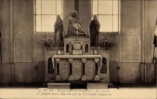 Ak Biache Saint Vaast Pas de Calais, L'Autel aux Morts de la Grande Guerre