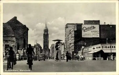 Ak Krefeld am Niederrhein, Rheinstraße, Geschäfte, Reklame Graetz Radio, Funkhaus Cremer