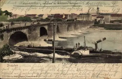 Ak Dresden Altstadt, Augustusbrücke