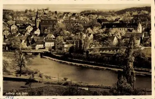 Ak Kettwig Essen im Ruhrgebiet, Gesamtansicht, Kirche