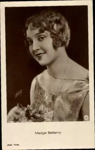Ak Schauspielerin Madge Bellamy, Portrait, Blumen