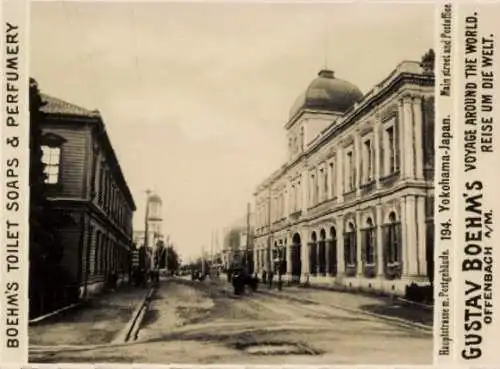 Foto Yokohama Präf. Kanagawa Japan, Gustav Boehm's Reise um die Welt, Reklame Boehm's Toilet Soaps