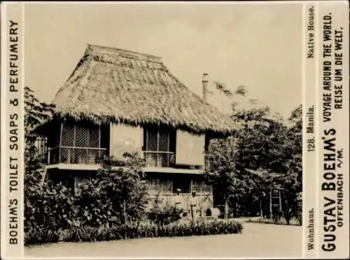 Foto Manila Philippinen, Gustav Boehm's Reise um die Welt, Reklame Boehm's Toilet Soaps, Wohnhaus