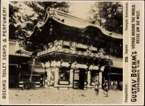 Foto Japan, Tempeltor, Gustav Boehm's Reise um die Welt, Reklame Boehm's Toilet Soaps