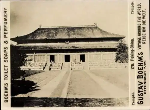 Foto Peking China, Tempel, Gustav Boehm's Reise um die Welt, Reklame Boehm's Toilet Soaps