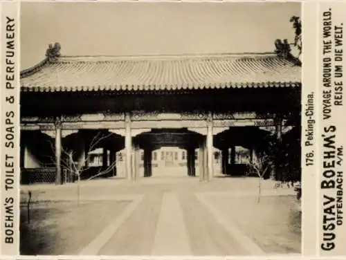 Foto Peking China, Gustav Boehm's Reise um die Welt, Reklame Boehm's Toilet Soaps