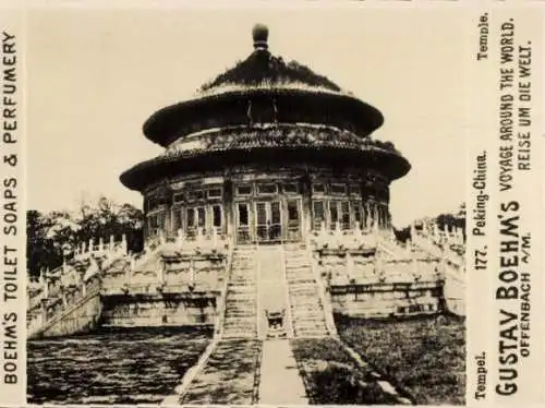 Foto Peking China, Tempel, Gustav Boehm's Reise um die Welt, Reklame Boehm's Toilet Soaps