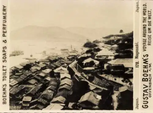 Foto Nagasaki Japan, Gustav Boehm's Reise um die Welt, Reklame Boehm's Toilet Soaps