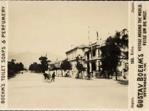 Foto Kobe Japan, Rikscha, Gustav Boehm's Reise um die Welt, Reklame Boehm's Toilet Soaps