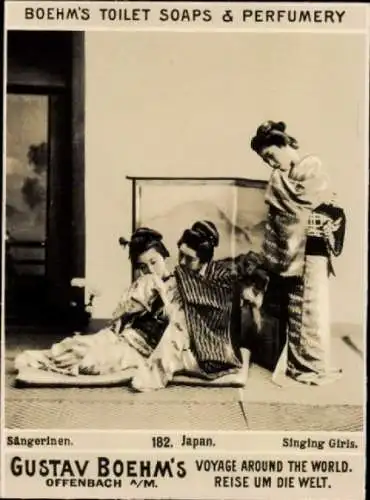 Foto Japan, Sängerinnen, Gustav Boehm's Reise um die Welt, Reklame Boehm's Toilet Soaps