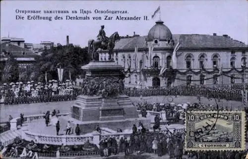 Ak Sofia Bulgarien, Eröffnung des Denkmals von Zar Alexander II