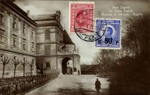 Ak Zagreb Kroatien, Partie an einem Gebäude