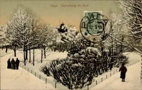 Ak Riga Lettland, Basteiberg im Winter