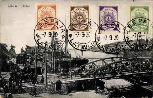 Ak Liepaja Libau Lettland, Hafenpartie, Brücke