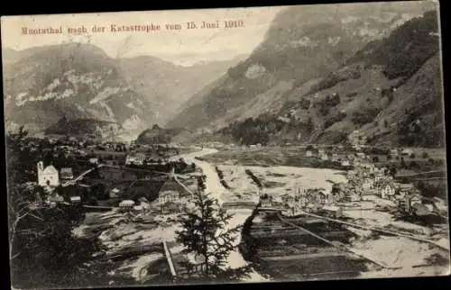 Ak Muotathal Kanton Schwyz, Gesamtansicht, Hochwasser 1910