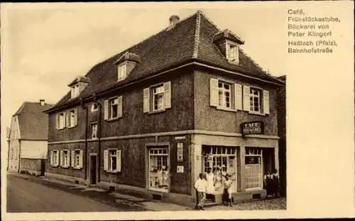 Ak Haßloch in der Saarpfalz, Cafe, Bäckerei, Bahnhofstraße
