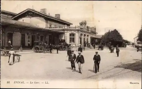 Ak Épinal Lorraine Vosges, La Gare