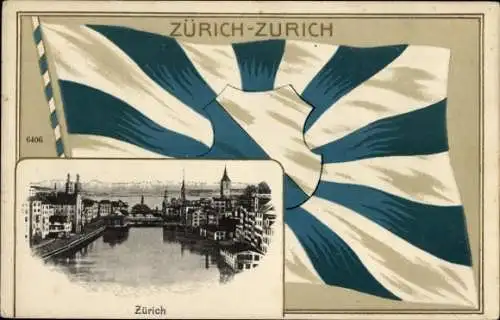 Präge Wappen Ak Zürich Stadt Schweiz, Alpenpanorama