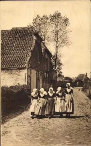 Ak Zeeland Niederlande, Mädchen in Tracht