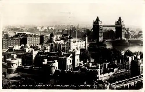 AK London City England, Tower Bridge und Tower