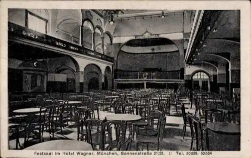 Ak München, Festsaal im Hotel Wagner, Sonnenstraße 21/23