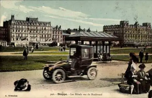 Ak Dieppe Seine Maritime, Hotels vom Boulevard aus gesehen