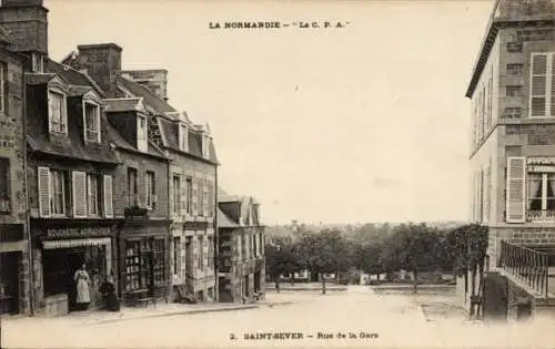 Ak Saint-Sever Landes, rue de la Gare