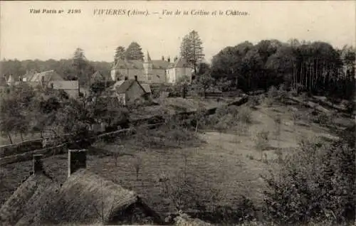 Ak Vivières Aisne, Blick auf die Coiline und das Schloss