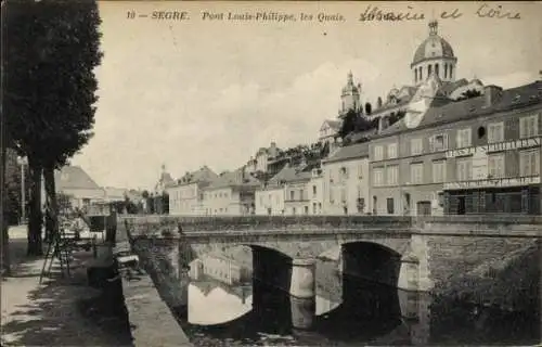 Ak Segré Maine et Loire, Louis-Philippe-Brücke, die Kais