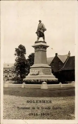 Ak Solesmes Nord, Denkmal für den Ersten Weltkrieg 1914-1918