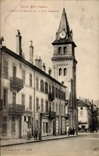 Ak Saint Dié des Vosges, St-Martin-Kirche und Rux Gambetta