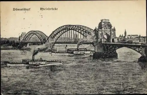 Ak Düsseldorf am Rhein, Rheinbrücke