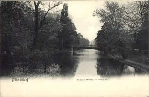 Ak Düsseldorf am Rhein, Goldene Brücke im Hofgarten