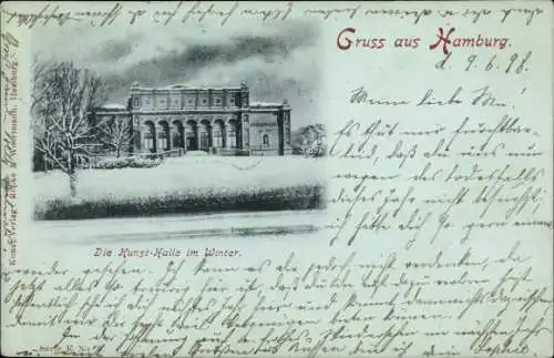 Mondschein Ak Hamburg Mitte Altstadt, Kunsthalle, Winter