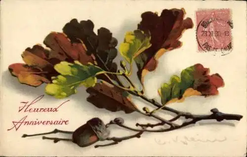 Künstler Ak Klein, Catharina, Eichenzweig, Herbstlaub