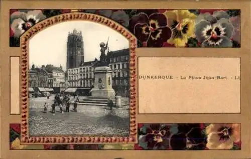 Ak Dunkerque Dünkirchen Nord, Place Jean-Bart, Denkmal