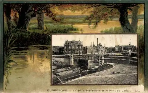 Ak Dunkerque Dünkirchen Nord, Sous-Prefecture, Kanalbrücke