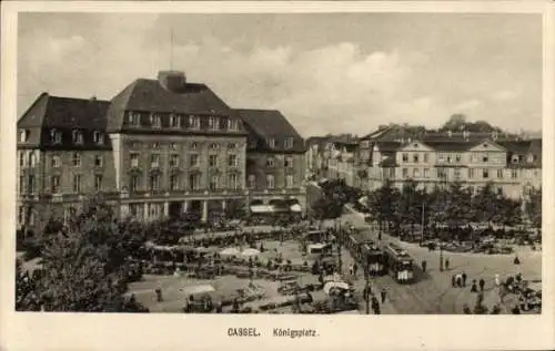 Ak Kassel in Hessen, Königsplatz, Straßenbahnen