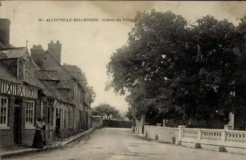 Ak Allouville Bellefosse Seine Maritime, Dorfeingang