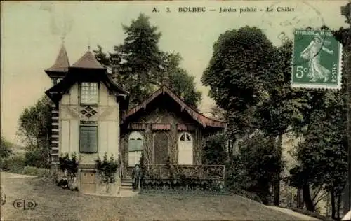 Ak Bolbec Seine-Maritime, Öffentlicher Garten, Chalet