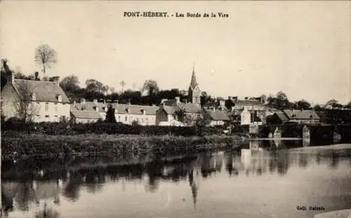 Ak Pont Hébert Manche, die Ufer der Vire